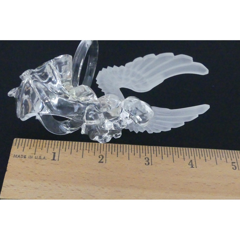 Set of 4 Vintage Clear Acrylic Angel Napkin Rings Frosted Wings Musical Cherubs - Picture 6 of 7